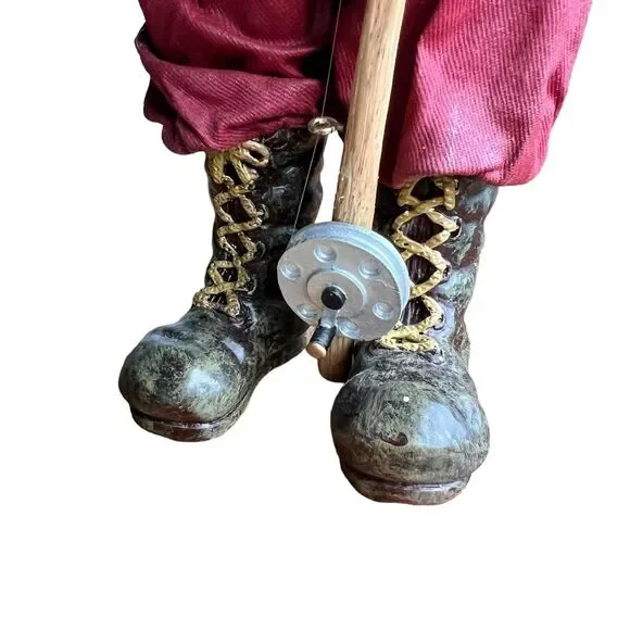 Fabric Mache Christmas Santa Claus Vacation 11" Figurine Holiday Cabincore Fish - Picture 4 of 14